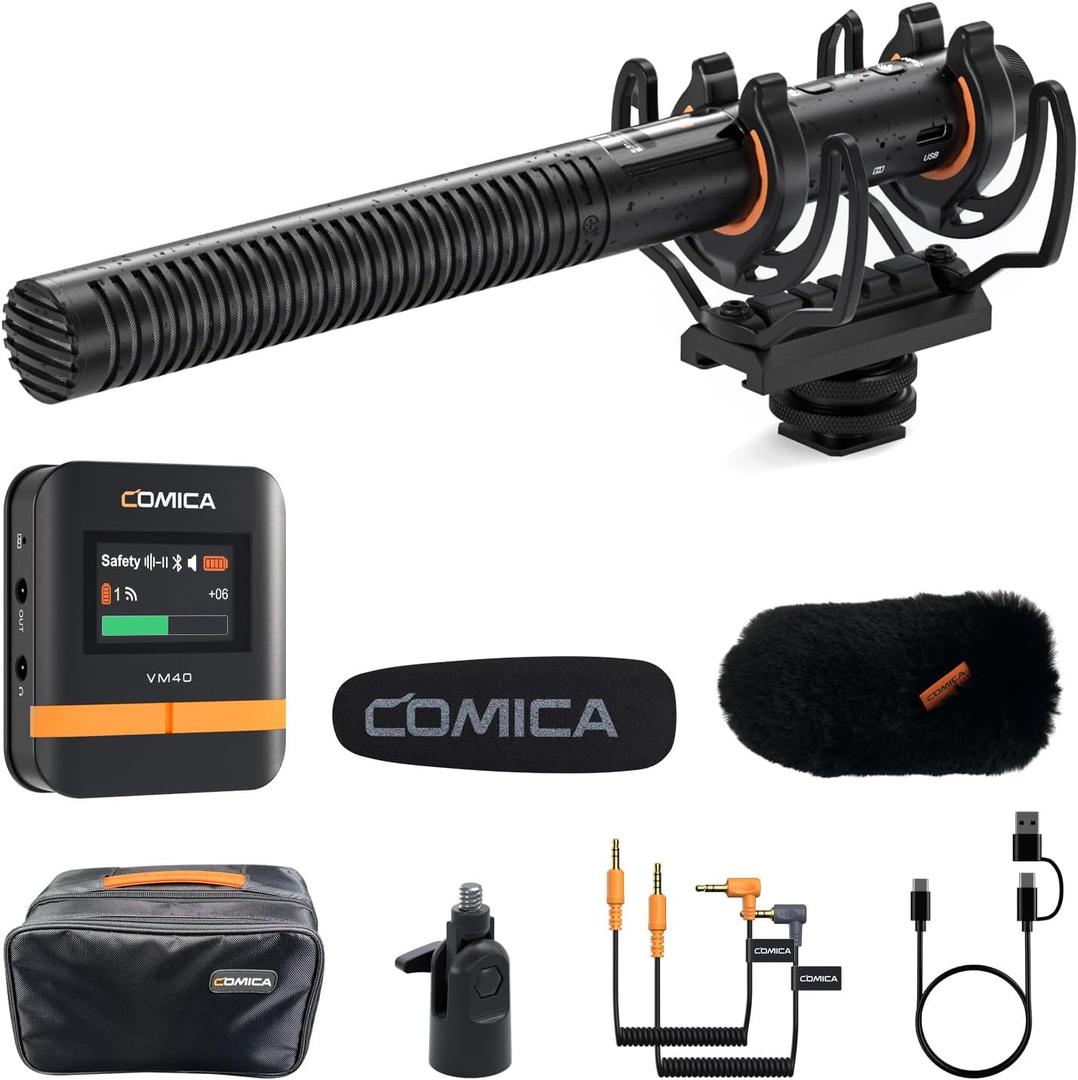COMICA VM40 Shotgun Microphone 48kHz/32-bit Float Recording, Wired & Wireless Modes, 32GB Onboard Storage Compatible with Canon, Nikon, Sony Cameras & Camcorders for YouTube, Interviews & Filming