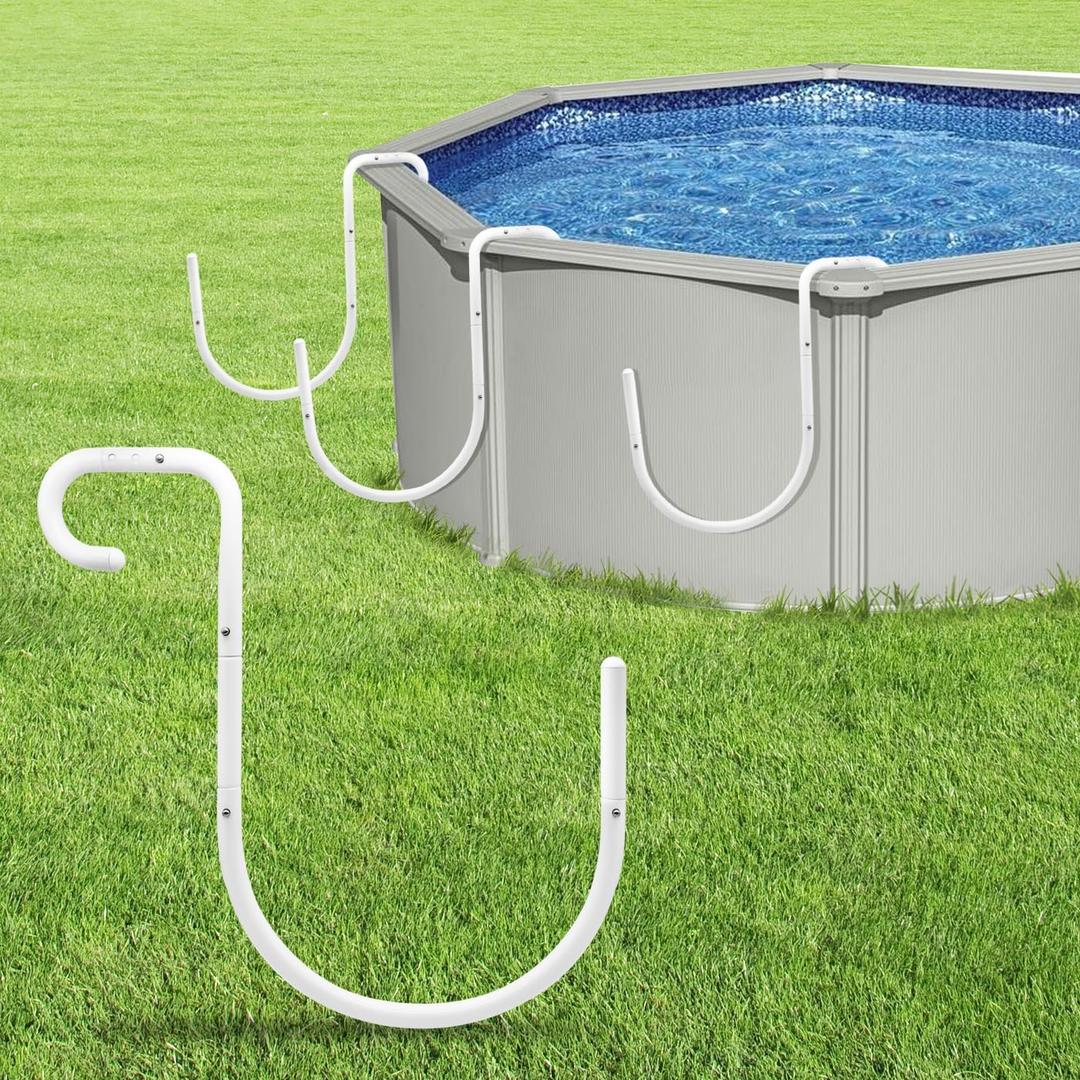 Jantens Heavy-Duty Solar Cover Holder for Steel-Wall Above Ground PoolsAdjustable Rustproof Brackets to Secure Pool Covers, Heavy-Duty 60lb Capacity | No-Drill Installation(5-Pack)