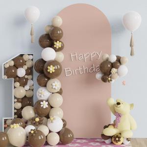 Fomcet 6FT Wedding Arch Cover Nude Spandex Fitted Fabric Arch Backdrop Cover Round Top Chiara Backdrop Covers for Birthday Party Baby Shower Wedding Ceremony Decoration
