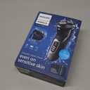 Philips Norelco Shaver 3900 Series, Wet and Dry Electric Shaver, P-Cap, Travel Pouch, Charging Stand, Storm Blue, Model S3341/92 (Silver New)