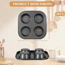 Walooza 4 Cup Muffin Pan 2 Pack, Nonstick Mini Muffin Tin for Air Fryer, 1.18In Deep Cupcake Baking Pan for Frittatas, Tarts, Brownies