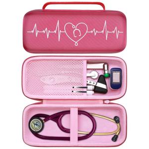 LTGEM Stethoscope Case for 3M Littmann Cardiology III,II,IV,3M Littmann Master Cardiology/MDF MDOne Stainless Steel Stethoscope Nurse Accessories and Medical Equipment (Deep Pink Infrared+Pink Inner)