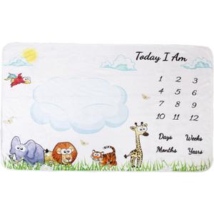 vmaisi Baby Milestone Blanket Gifts - Newborn Boy & Girl Monthly Year Infant Growth Blankets Nursery Swaddling Blankets (Blue Cloud, Single Printed)