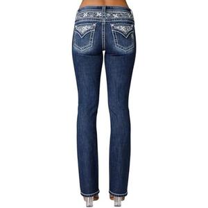 Miss Me Women's Delilah Mid-Rise Slim Bootcut Jeans with Floral Embellished Faux Flap Pockets, Size: 32 Miss Me Women's Delilah Mid-Rise Slim Bootcut Jeans with Floral Embellished Faux Flap Pockets, Size: 32