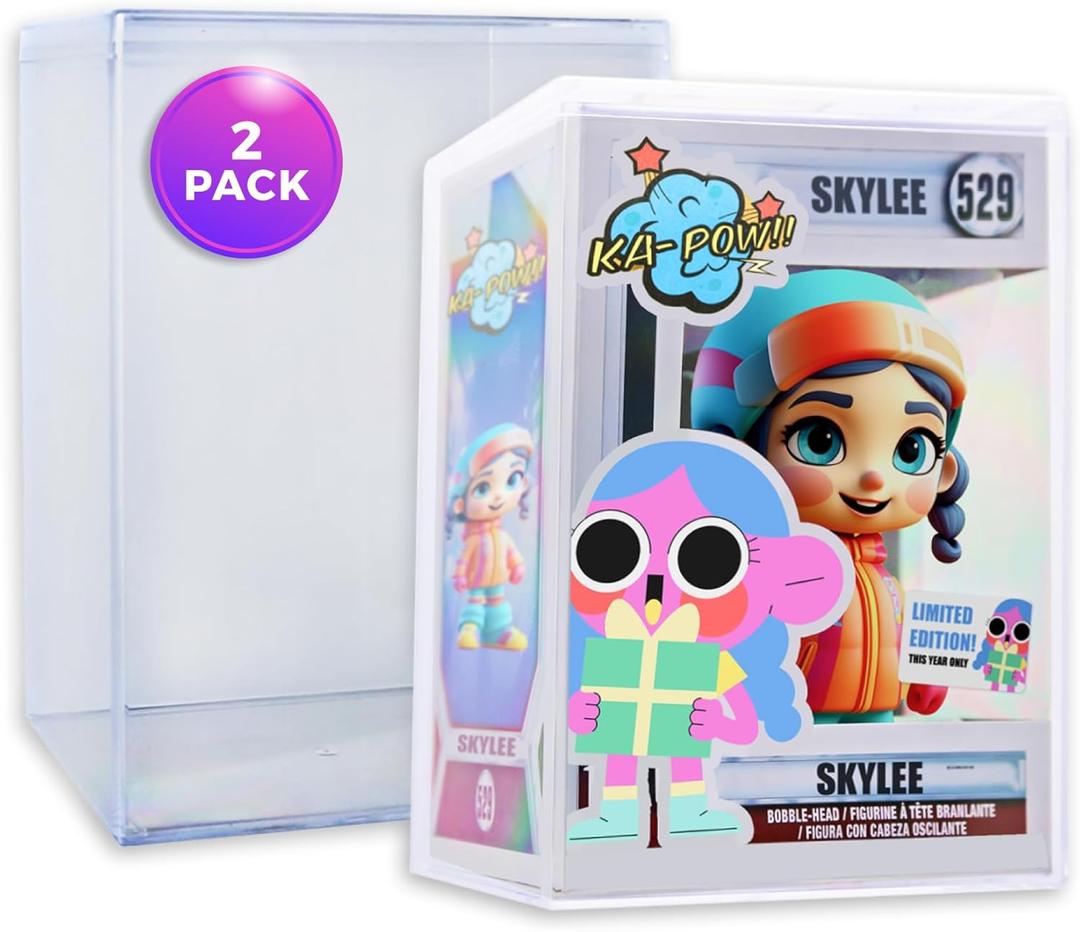 2-Pack Clear Hard Plastic Funko Pop Protector Display Cases for 4" Figures, Stackable Display Cases, Made in USA by Gary Plastic Packaging