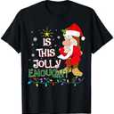 is This Jolly Enough Grumpy Elf Pajama Christmas Lights T-Shirt Red L