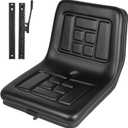 Universal Tractor Seat - Adjustable PVC Leather, High Back Replacement for Tractors, Forklifts, Riding Mowers - Ergonomic Design, High Compatibility, Black