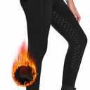 FitsT4 Sports Girls Winter Riding Pants Fleece Lined Riding Breeches Kids Full Seat Equestrian Pants Tights with Pockets (Medium, Black)