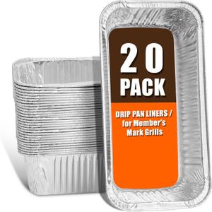 Grease Tray Liner for Members Mark 4-Burner & Pro-Series 5-Burner Flat Top Gas Griddle Drip Pan Accessories, Disposable Grease Container for SAMS Club 36" Griddle Aluminum Foil Liner, 20 Pack