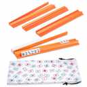 LUMIVIA Mahjong Racks with Pushers, Orange Wooden American Mahjong Tile Pushers and Racks Set of 4, with White Printed Mahjong Racks Drawstring Bag, Mahjong Accessories (19.68 Inches)