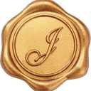 Yoption Initial J Wax Seal Stickers, 50 Pack Antique Gold Self Adhesive Letter Envelope Seal Stickers for Wedding Party Birthday Christmas (J)