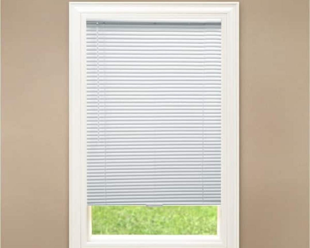 White Cordless Room Darkening Vinyl Mini Blinds with 1 in. Slats-27 in. W x 48 in. L (Actual Size 26.5 in. W x 48 in. L)