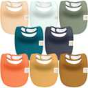 KeaBabies 8-Pack Baby Bibs for Drooling and Teething - Soft Organic Quilted Cotton Cloth Drool Bibs for Baby Girl, Boy, Toddler, Newborn, Infant, Soft & Super Absorbent (Eclipse)