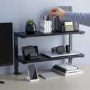 2-Tier Desk Extender, 22-inch Clamp-On Desk Shelf, Height-Adjustable Desktop Shelf Organizer for Monitors Office and Gaming Accessories, Arm Support Table Extension, Black