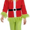 Kids Boys Girls Christmas Santa Cosplay Costume Green Monster Hooded Santa Claus Furry Suit Xmas Funny Clothes Set (4-5 Years)