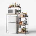 COCOLUCKY 6-Tier Mini Fridge Stand with Storage,Mini Fridge Shelf,Mini Coffee Bar with Mini Fridge Space,Baker Racks,Microwave Stand,Mini Fridge Cabinet with Storage for Dorm Kitchen(Vintage Brown), Medium