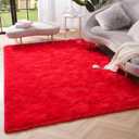 Amearea Premium Soft Fluffy Area Rug Modern Shag Carpet, 3x5 Feet, Fuzzy Shaggy Rugs for Bedroom Living Room Teen Apartment Decor, Comfortable Indoor Furry Dorm Carpets, Red