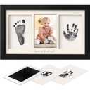 Inkless Hand and Footprint Kit, Boy, Girl, Newborn Keepsake - No Mess Ink Pad for Baby Handprint, Clean Touch Paw Print Kit for Dog Picture Frame, Personalized Baby Christmas Shower Gifts (Onyx Black)
