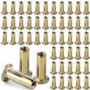 1/4-20 Multi Grip Rivet Nut Kit, 50pcs Rivet Nuts, Steel Pre-Bulbed Shank Plus Nuts,Zinc-Plated Flat Head Threaded Insert Nut Construction Fasteners for Industrial