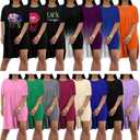 AOMONI 2 piece outfits for Women Short Sleeve Tunic Tops Shorts Sets (S)