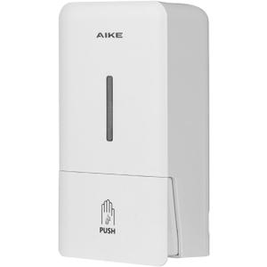 AIKE Wall Mount Liquid Soap Dispenser for Commercial Bathroom 27oz Large Capacity Manual Push Pump Original White