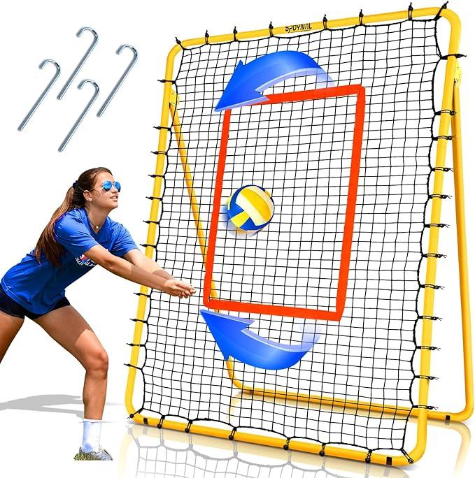 SPOYNAL 7x4 FT Volleyball Rebounder Net, 5-Angle Volleyball Training Equipment, Adjustable Rebounder Net Practice Setting, Spiking, and Bumping, Practice Net for Baseball, Softball, Lacrosse, Soccer