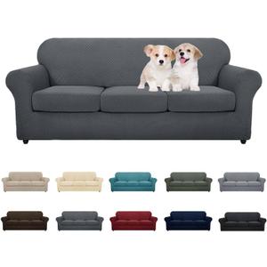 MAXIJIN 4 Piece Couch Covers for 3 Cushion Couch Super Stretch Non Slip Couch Cover for Dogs Pet Friendly Elastic Jacquard Furniture Protector Sofa Slipcovers (Sofa, Dark Gray) (Large (3 Cushion))