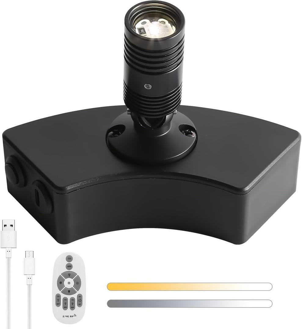 Zoomable Spot Lights Indoor, Wireless 3300mAh Rechargeable Spotlight, Uplights Indoor with Remote Dimmable, 3CCT & Timer, Uplighting for Accent Lighting, Plant, Tree, Artwork,Pictures (1 Pack)