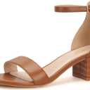 PARTY Women's Open Toe Ankle Strap Low Block Chunky Heels Sandals