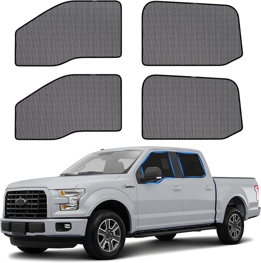 ZATOOTO Ford F-150 Car Window Shades for 2015-2020, F-150 Car Window Screen for Camping Baby Window Shade, Full Coverage Side Window Shade with Breathable Mesh