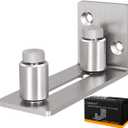 JUGREAT Barn Door Mounted Stainless Steel Sliding Door Guide-1 Pack (For Doors Up to 2 1/8 inches, Flush Bottom Design) (Silver)