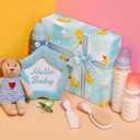 8 x WRAPLULU Blue Baby Shower Wrapping Paper - 4 Jumbo Sheets, 28 * 40 Inches - Rubber Duck Gift Wrap with Soap Bubbles, Perfect for Boys Girls, Birthday, Newborn, Gender Reveal