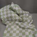 KAREVER Grid Toddler Bedding Set Green White Checkered 4 Pieces Crib Bed Set Kids Pliad Comforter Set