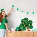 RattanView St Patricks Day Shamrock Tinsel Wreath for Front Door, St. Patrick's Day Decorations Lucky Green Shamrock Hat Tinsel Wreaths Garland Door Swag for Irish Party Mantel Walls Home Supplies