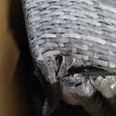 6-Piece Wicker Patio Conversation Set Retractable Canopy with White Cushions