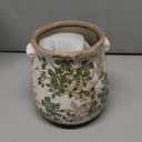 Nearly Natural 6.5in Ceramic Decorative Vase, Tuscan Style Green Floral Scroll Design For Indoor Home Shelf Table Decor