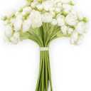 18-Piece Mini Ranunculus Artificial Flowers, Faux Silk Fake Flowers for DIY Wedding Bouquets, Bridal Shower Centerpieces, Floral Arrangements, Bulk Home Decor - White