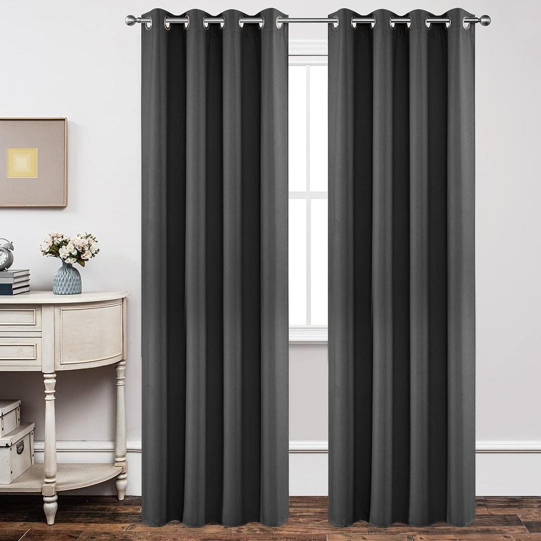 Joydeco Extra Long Curtains, Blackout Curtains 108 Inches Long 2 Panels Set, 108 Inch Curtains, Room Darkening Grommet Darpes for Living Room Bedroom Window (W52 x L108 Inch, Dark Grey)