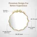 25.75Inch Decorative Gold Bow Metal Wall Mirror - Elegant Wavy Edge Accent Mirror for Bedroom, Bathroom, Entryway & Living Room Home Decor