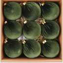 Velvet Ornaments for Christmas Tree Decorations - Moss Green Xmas Ball Ornament for Indoor Holiday Decor - Shatterproof Christmas Bulbs Ornaments 80mm 3.15inch - Pack of 9