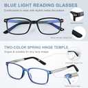 EASY READ 2 Pairs Sporty Style Reading Glasses for Men，Rectangular TR90 Blue Light Blocking Readers with Spring Hinge(Magnification 1.75,Black/Blue)