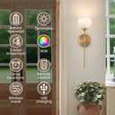 Vintage Battery Operated Wall Sconce Set of 2, Wall Lights with RGB Dimmable Bulbs and Remote,Rechargeable LED Wireless Wall Lamps for Living Room Hallway Bedroom