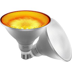 LED Bug Light Bulbs, 1900K Yellow Outdoor PAR38 Flood Lights, Dusk to Dawn Auto On/Off Porch Lights, IP65 Waterproof, Replace up to 100W for Garage Hallway Yard Porch, 2 Pack (Amber)