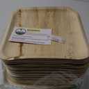 PALM NAKI Eco-Friendly Palm Leaf Plates - 10-Inch Square - Bamboo Style (40 Pack), Sustainable, Decorative & Compostable Tableware (10" Plates) (Natural)