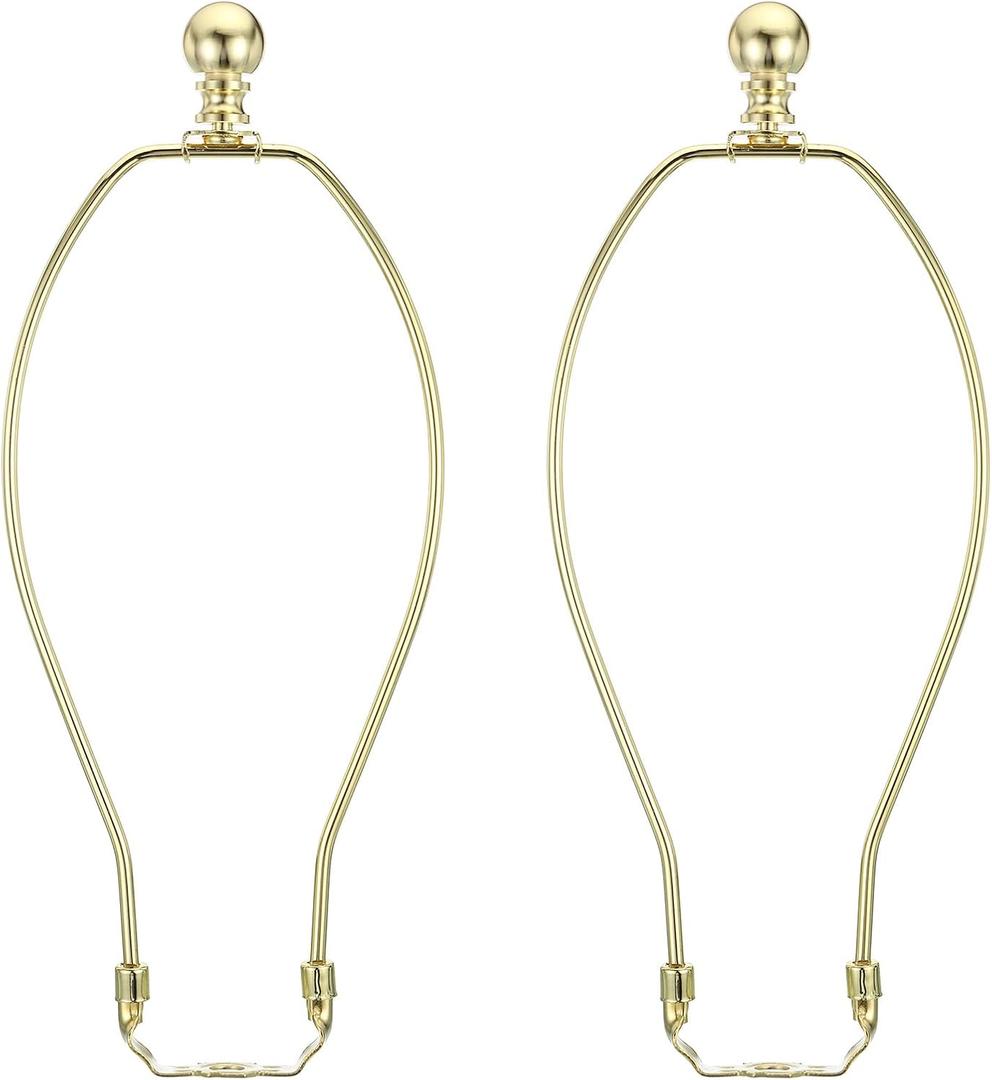 PATIKIL 11 Inch Lamp Harp Kit with Finial, 2 Set Detachable Shade Bracket Holder, DIY Lighting Accessories for Table Floor Lamps, Gold Tone