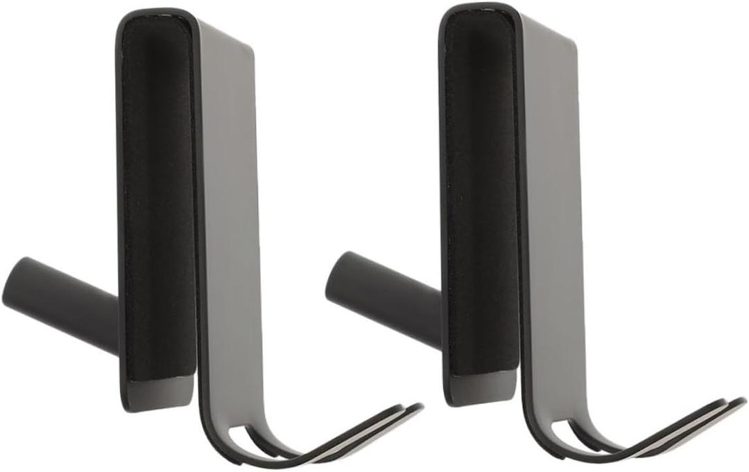 2pcs Dual Over Door Hooks Stainless Steel Bathroom Towel Hanger for Doors Space-Saving Design for Living Room and Bathroom Organization (Black)