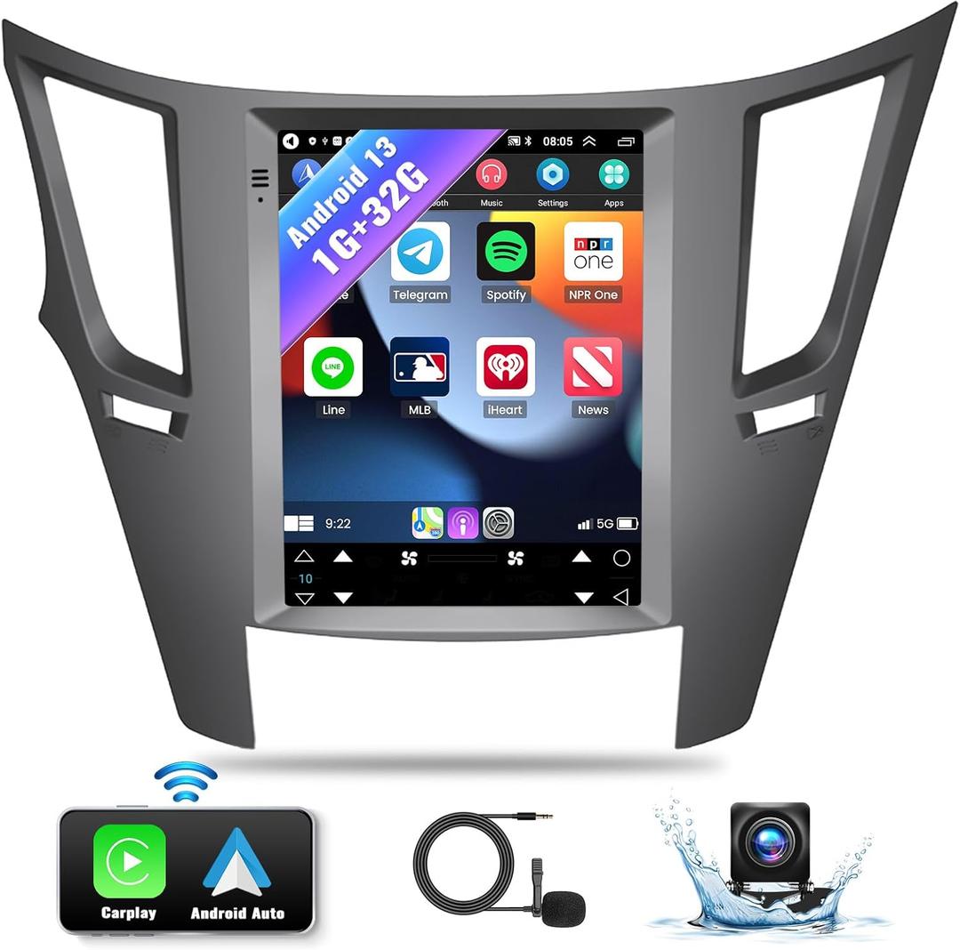 SIXWIN Android Car Stereo for Subaru Outback Legacy 2010-2014 9.7 Inch Touch Screen Car Radio with Wireless Apple Carplay Android Auto 1G+32G GPS Navigation Bluetooth FM WiFi HiFi Backup Camera MIC