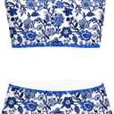 Tween Girl Swimsuits Little Kids Girls Summer Swim Bathing Suits Teen Fashion Two Piece Bikini Boho Hawaii Swimwear Beach Sets Traje Baño Niñas Size 14-15 Year Old Blue Floral