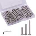 1/4-20 x 1/2", 3/4", 1" Button Head Socket Cap Screws Bolts Kit, 304 Stainless Steel 18-8, Allen Hex Drive, Full Thread, 30 PCS