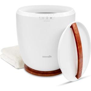 SereneLife Counter Towel Warmer Bucket - with Customized Fragrance for Spa and Bathroom, Luxury Towel Heater, Auto Shut Off, Fits 1 Large Towel, Blanket, Bathrobe, PJs (Cherry)